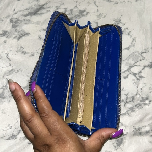 Michael Kors Blue Leather Wallet with Gold Accents - Picture 8 of 8